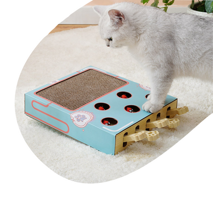 Whack-a-mole cat scratching board