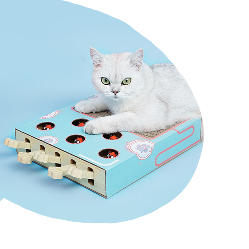 Whack-a-mole cat scratching board